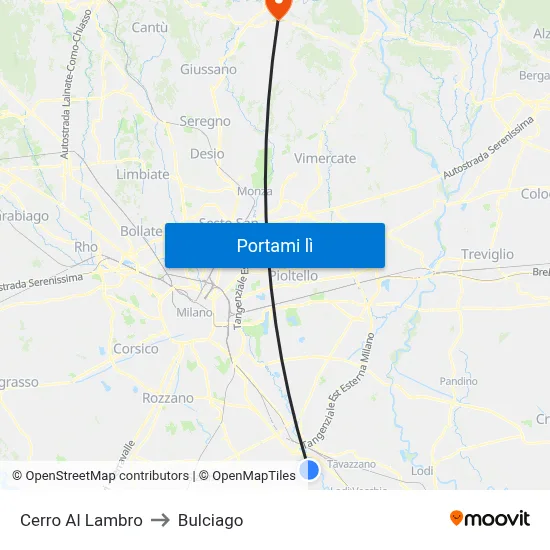 Cerro Al Lambro to Bulciago map