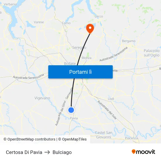 Certosa Di Pavia to Bulciago map