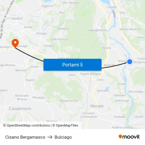 Cisano Bergamasco to Bulciago map