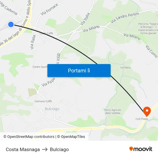 Costa Masnaga to Bulciago map