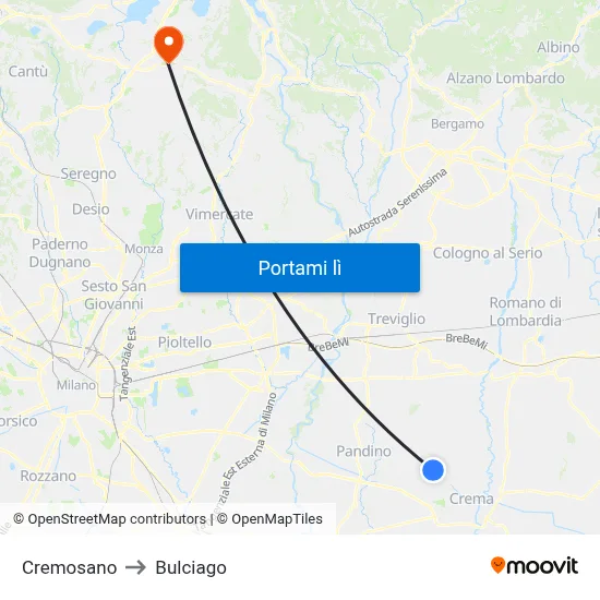 Cremosano to Bulciago map
