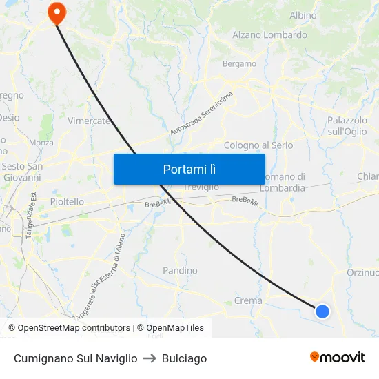Cumignano Sul Naviglio to Bulciago map