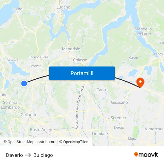 Daverio to Bulciago map