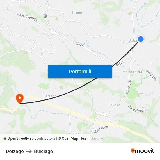 Dolzago to Bulciago map