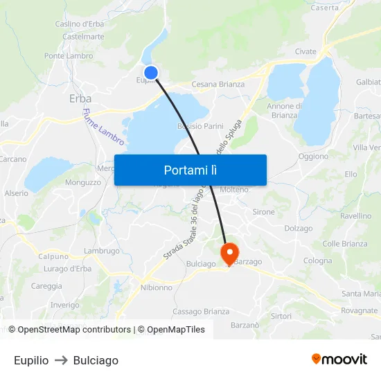 Eupilio to Bulciago map
