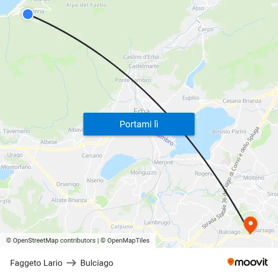 Faggeto Lario to Bulciago map