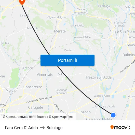 Fara Gera D' Adda to Bulciago map