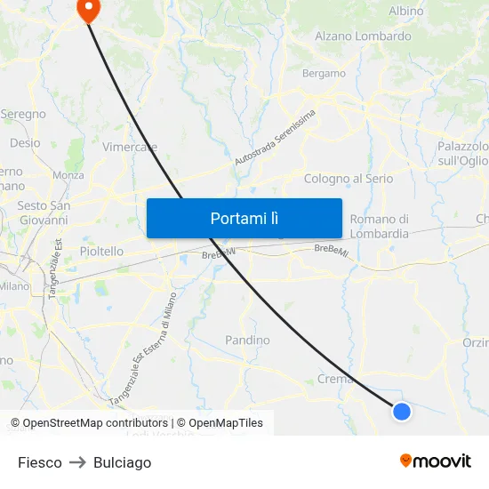 Fiesco to Bulciago map