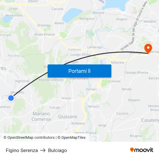 Figino Serenza to Bulciago map