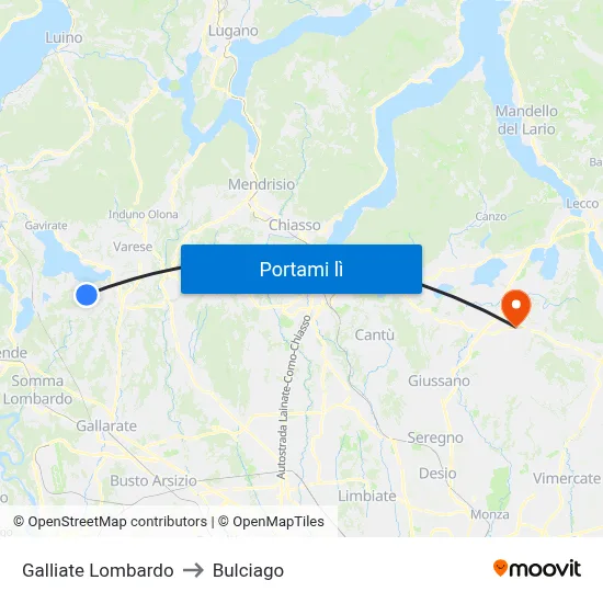 Galliate Lombardo to Bulciago map