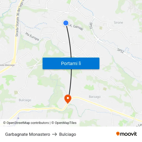 Garbagnate Monastero to Bulciago map