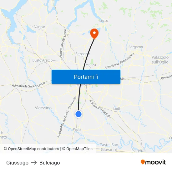 Giussago to Bulciago map