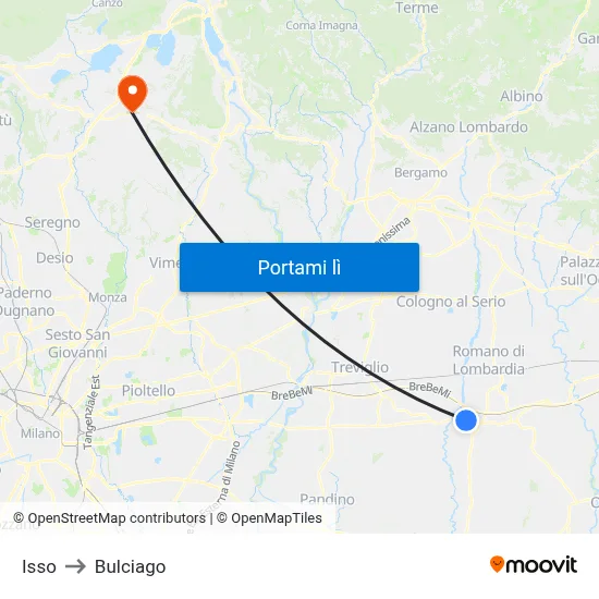Isso to Bulciago map
