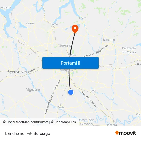 Landriano to Bulciago map