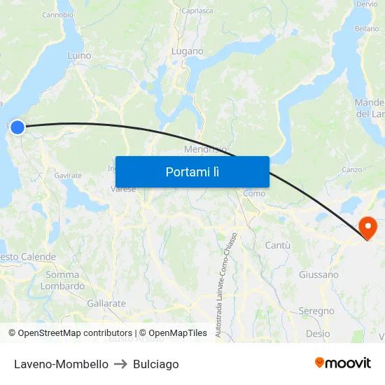 Laveno-Mombello to Bulciago map