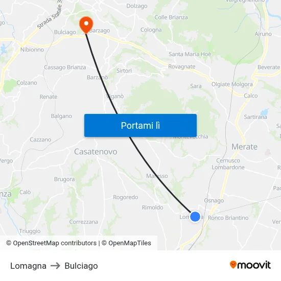 Lomagna to Bulciago map