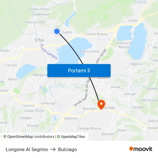 Longone Al Segrino to Bulciago map