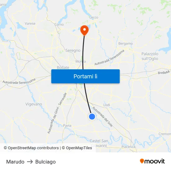 Marudo to Bulciago map