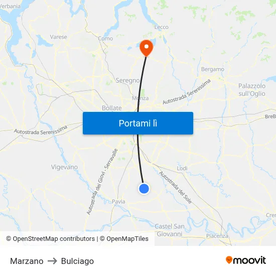 Marzano to Bulciago map