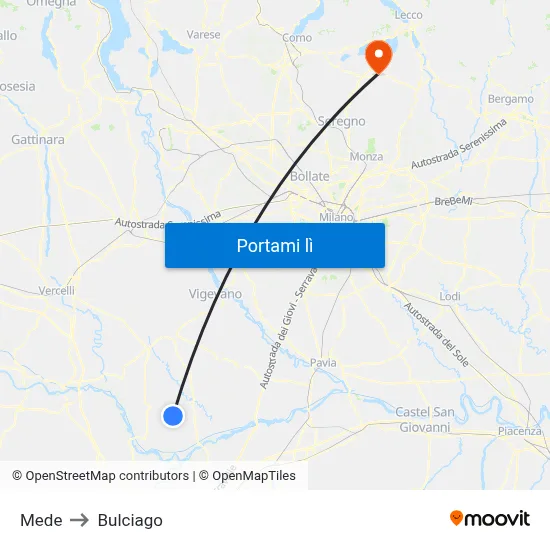 Mede to Bulciago map
