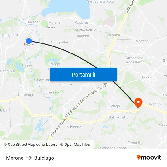 Merone to Bulciago map