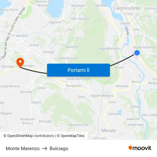 Monte Marenzo to Bulciago map