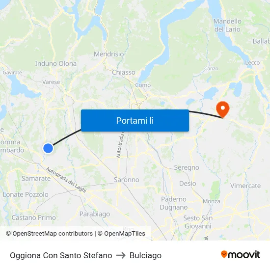 Oggiona Con Santo Stefano to Bulciago map