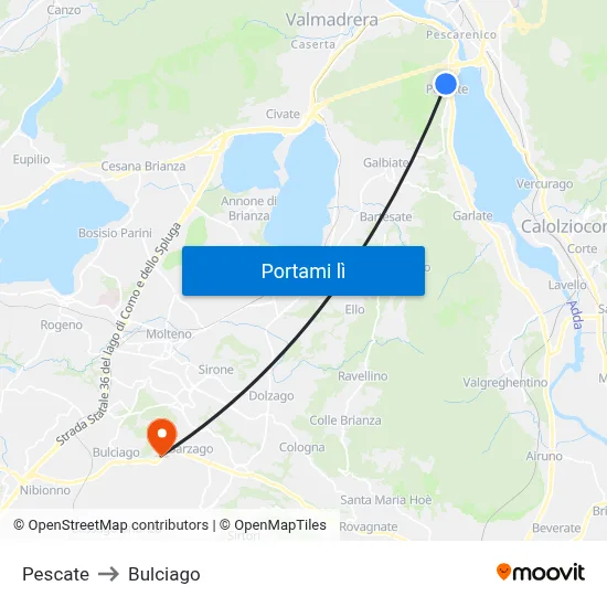 Pescate to Bulciago map