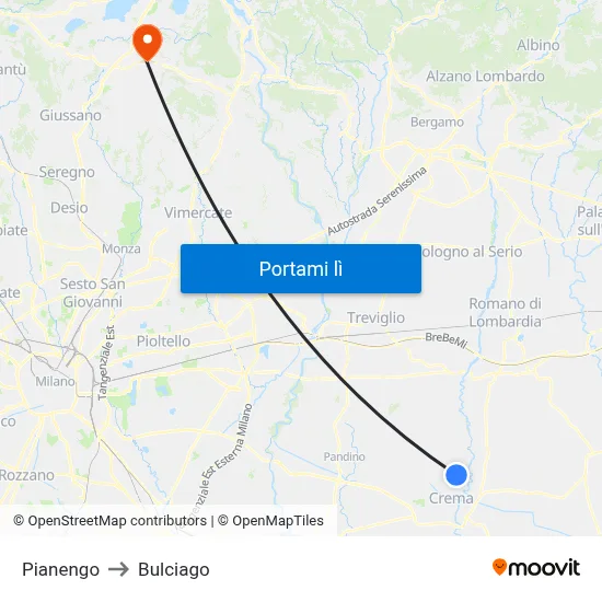 Pianengo to Bulciago map