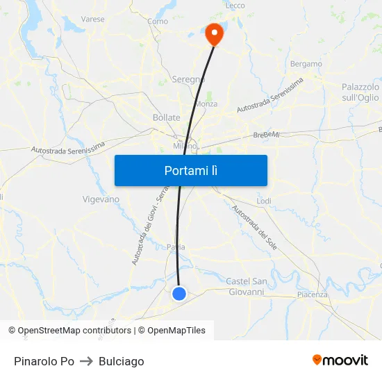 Pinarolo Po to Bulciago map
