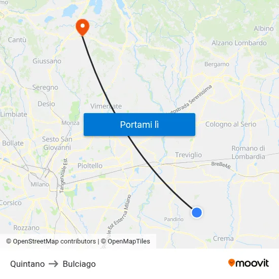 Quintano to Bulciago map