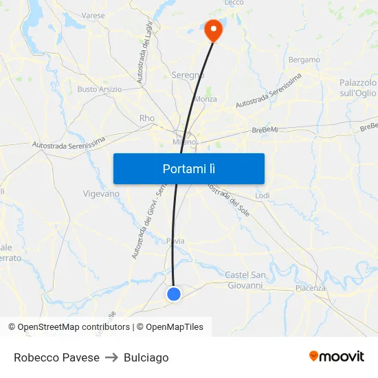 Robecco Pavese to Bulciago map