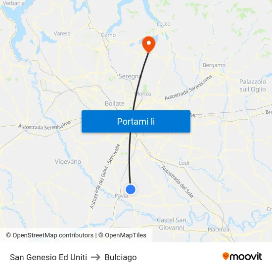 San Genesio Ed Uniti to Bulciago map