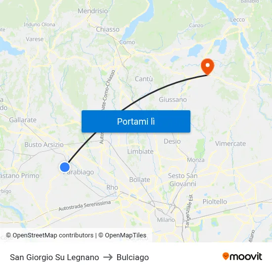 San Giorgio Su Legnano to Bulciago map