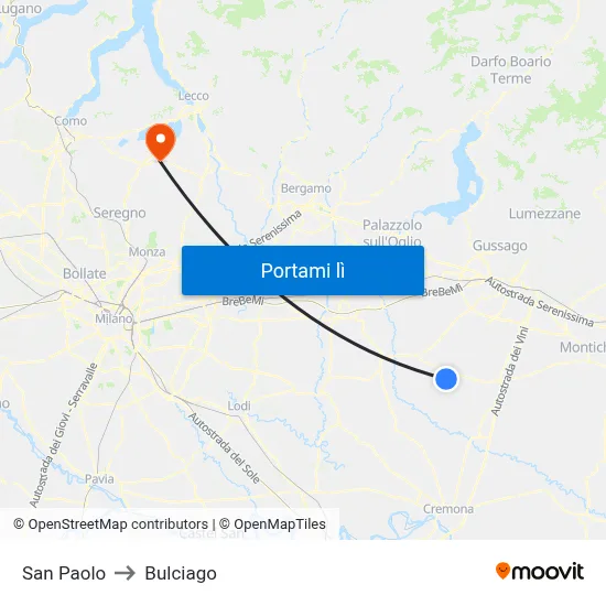 San Paolo to Bulciago map