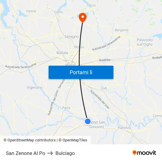 San Zenone Al Po to Bulciago map