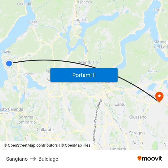 Sangiano to Bulciago map