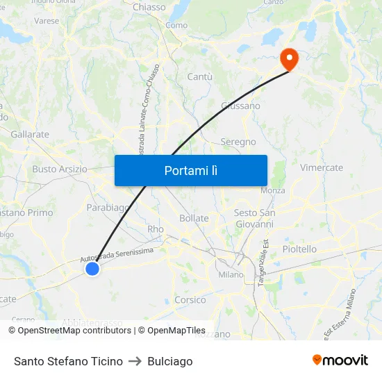 Santo Stefano Ticino to Bulciago map