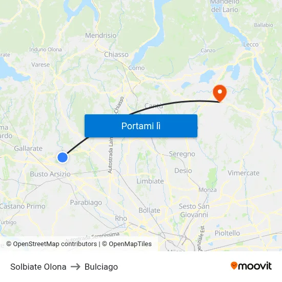Solbiate Olona to Bulciago map
