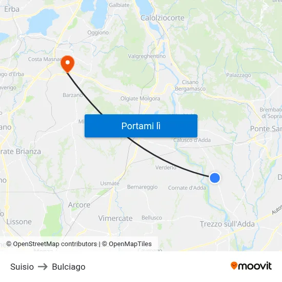 Suisio to Bulciago map