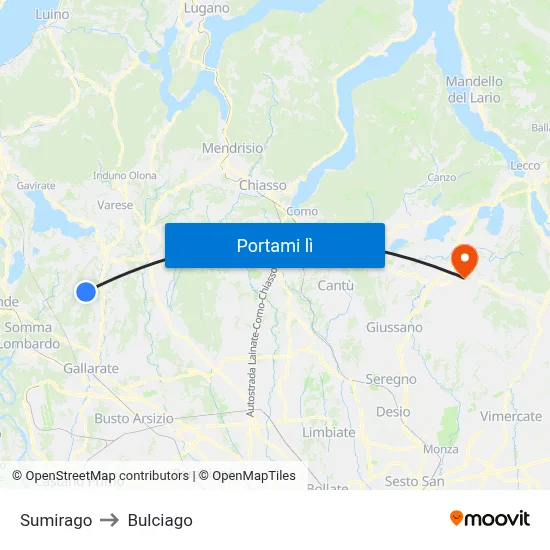 Sumirago to Bulciago map