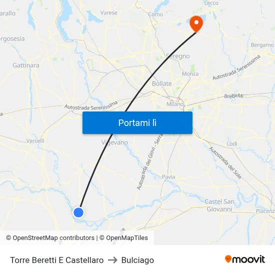 Torre Beretti E Castellaro to Bulciago map