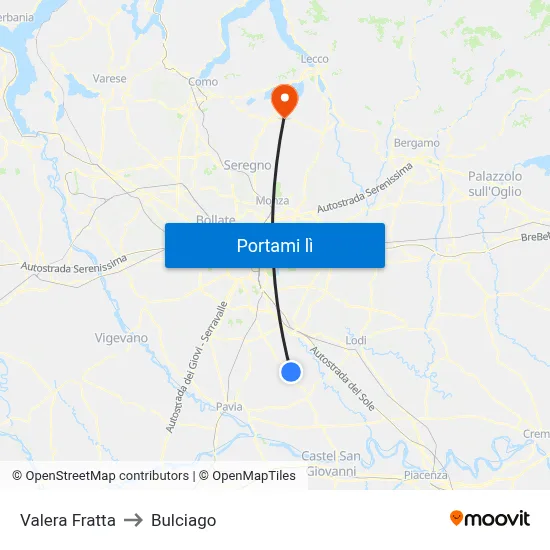 Valera Fratta to Bulciago map
