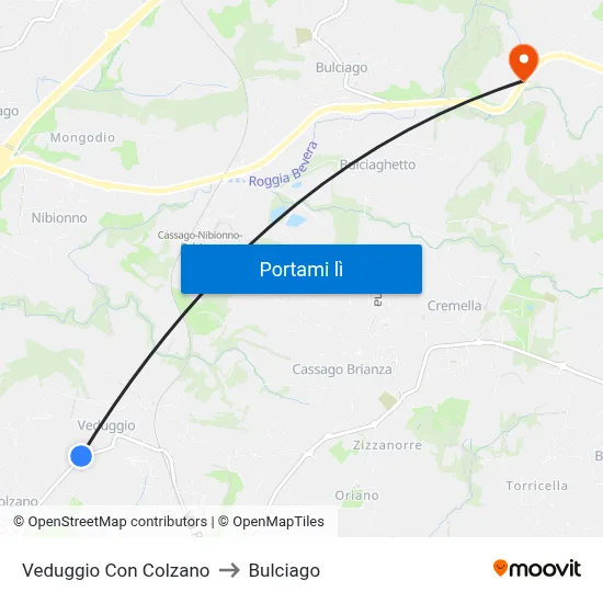 Veduggio Con Colzano to Bulciago map