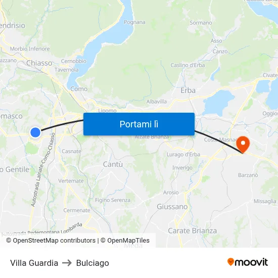 Villa Guardia to Bulciago map