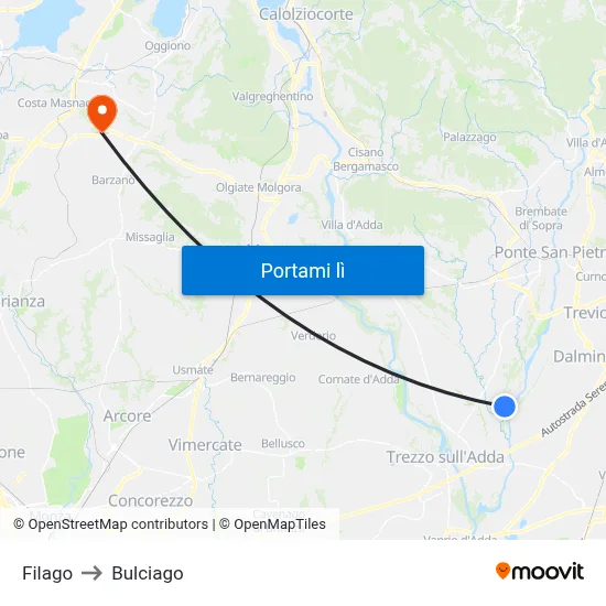 Filago to Bulciago map