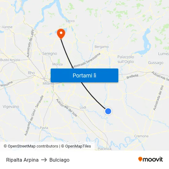 Ripalta Arpina to Bulciago map