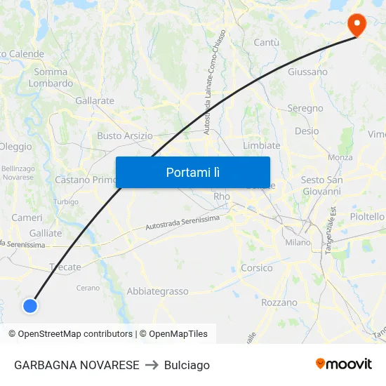 GARBAGNA NOVARESE to Bulciago map