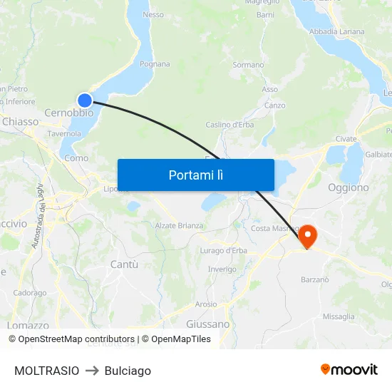 MOLTRASIO to Bulciago map
