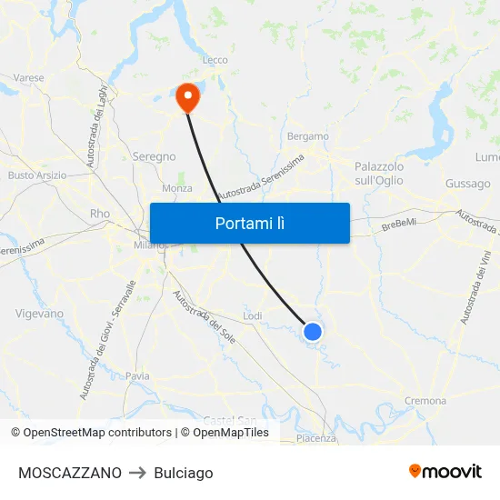 MOSCAZZANO to Bulciago map